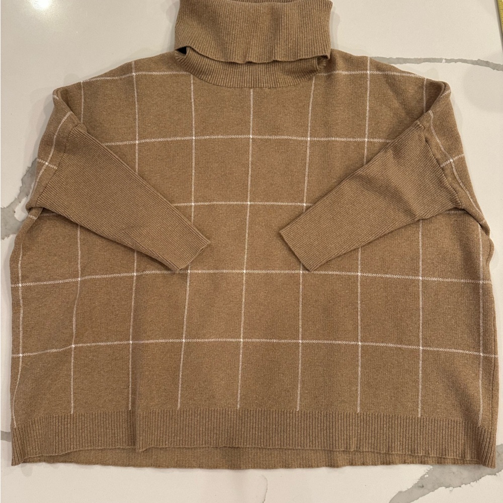 LOFT Beige Knit Turtleneck Sweater